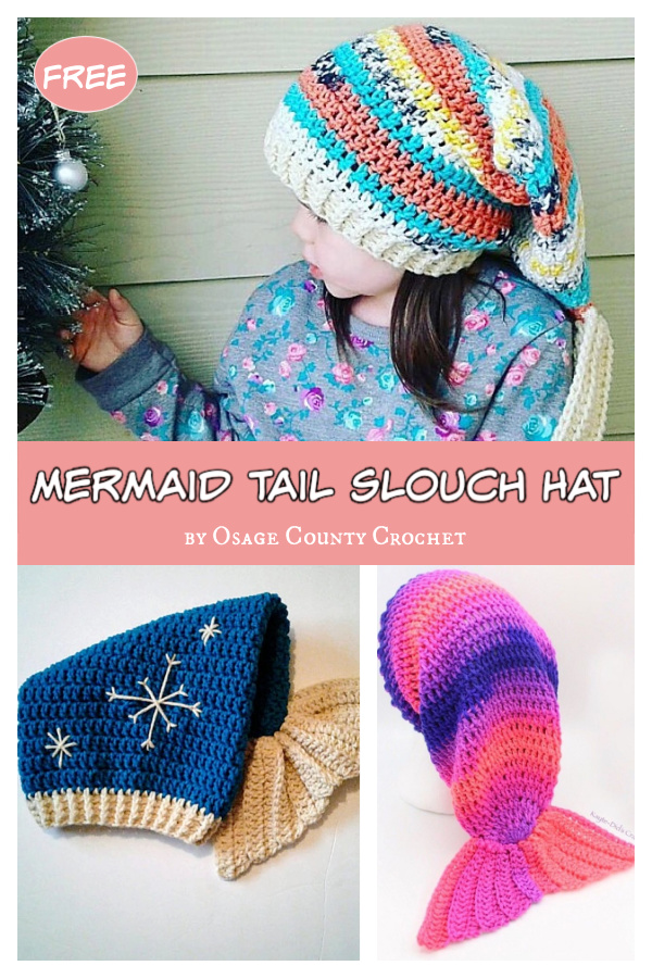 Mermaid Tail Slouch Hat Free Crochet Pattern
