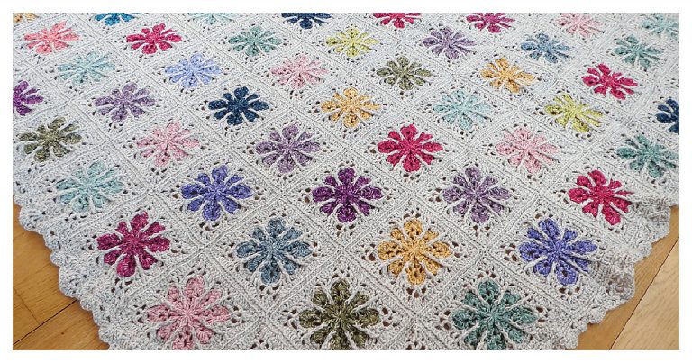 Field of Flowers Blanket Free Crochet Pattern