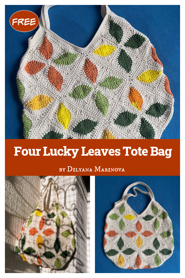 Four Lucky Leaves Tote Bag Free Crochet Pattern