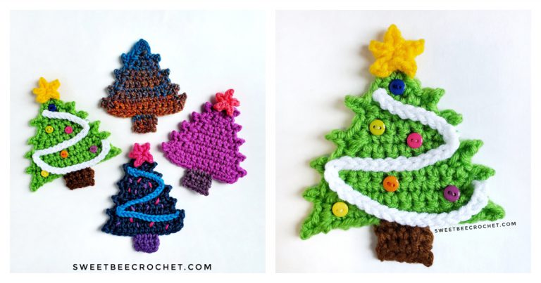 Happy Festive Tree Applique Free Crochet Pattern