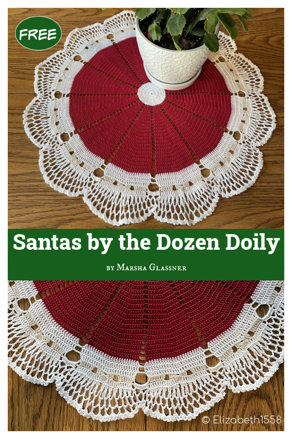Santas by the Dozen Doily Free Crochet Pattern