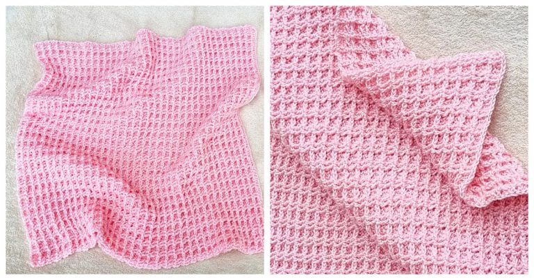 Double Waffle Baby Blanket Free Crochet Pattern