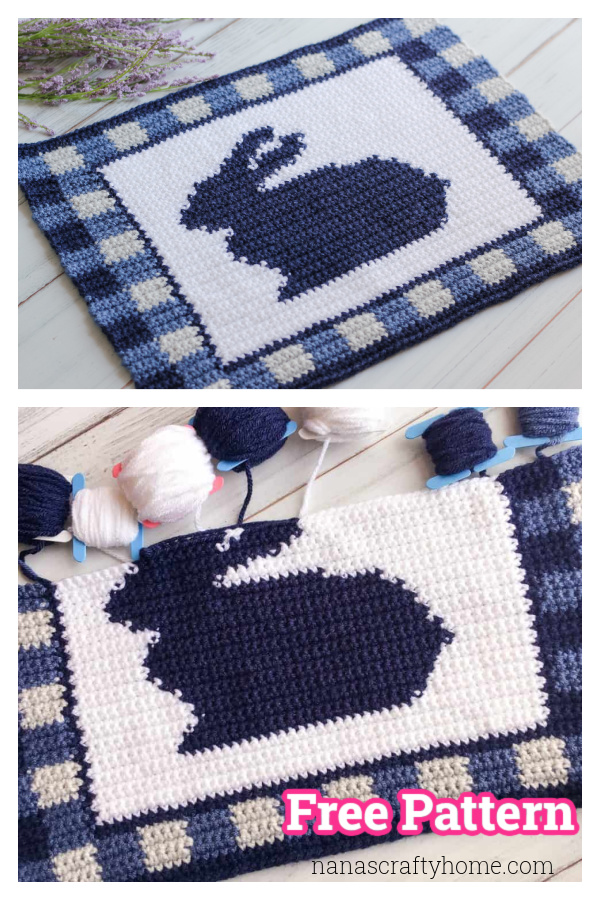 Gingham Bunny Placemat Free Crochet Pattern