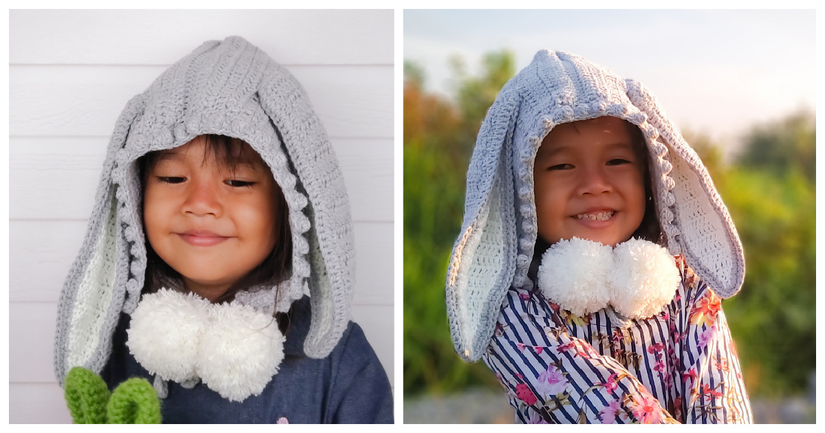 Bunny Hooded Hat Free Crochet Pattern and Video Tutorial