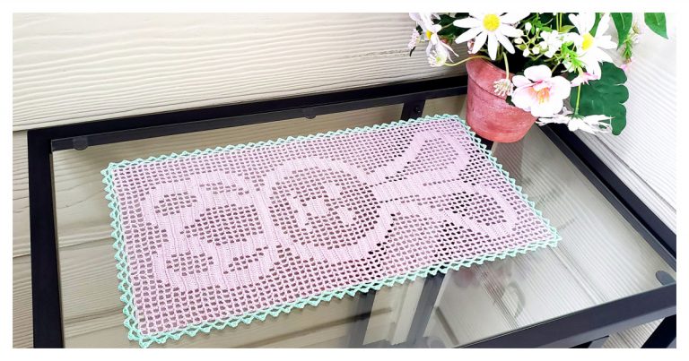 Bunny Filet Table Runner Free Crochet Pattern and Video Tutorial