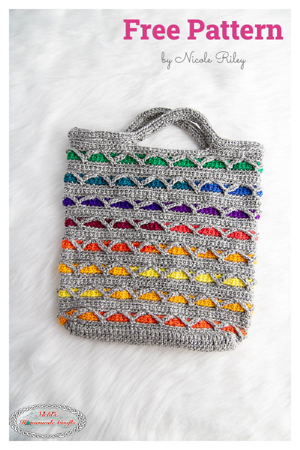 Rainbow Reversible Tote Bag Free Crochet Pattern