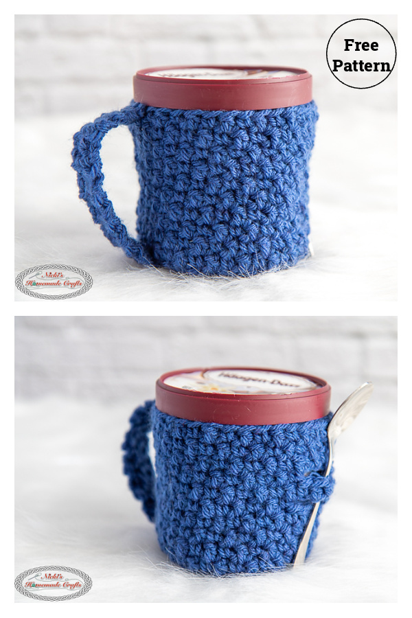 Ice Cream Cozy with Spoon Holder Free Crochet Pattern