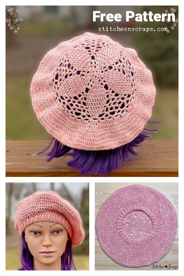 Cherry Blossom Beret Free Crochet Pattern