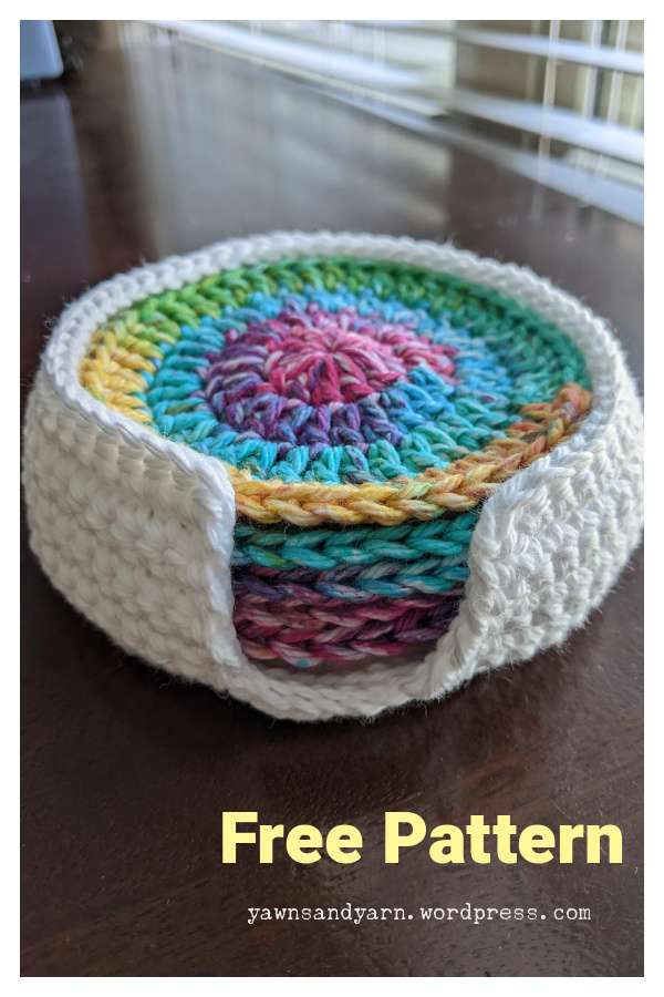 Coaster and Coaster Holder Free Crochet Pattern