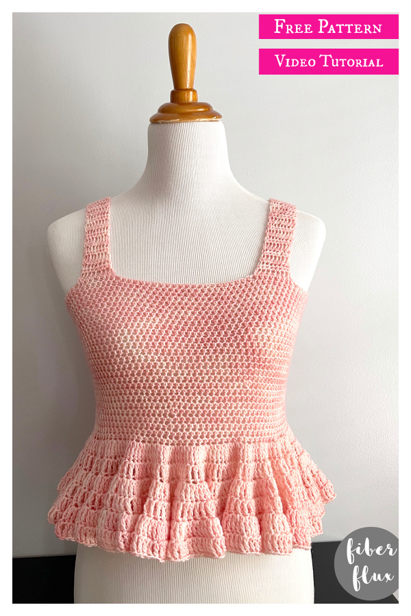 Strawberry Cream Peplum Tank Free Crochet Pattern and Video Tutorial