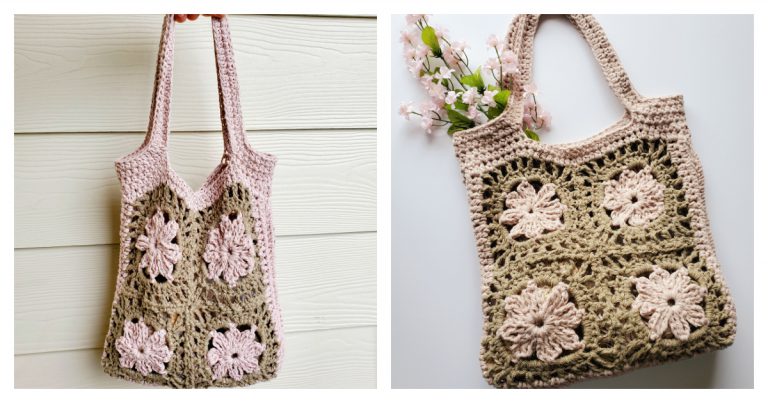 Flower Squares Primrose Bag Free Crochet Pattern and Video Tutorial