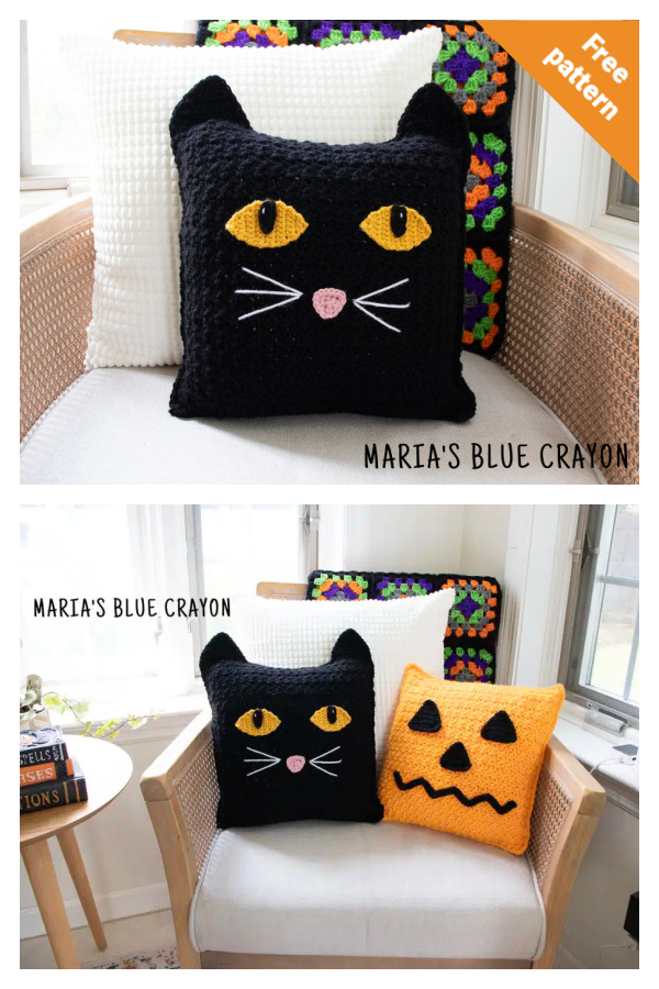 Black Cat Pillow Free Crochet Pattern
