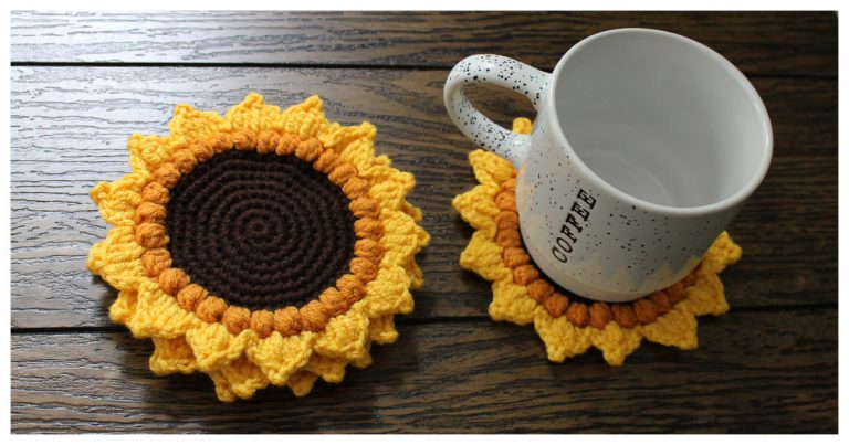 Sunflower Cup Coasters Free Crochet Pattern