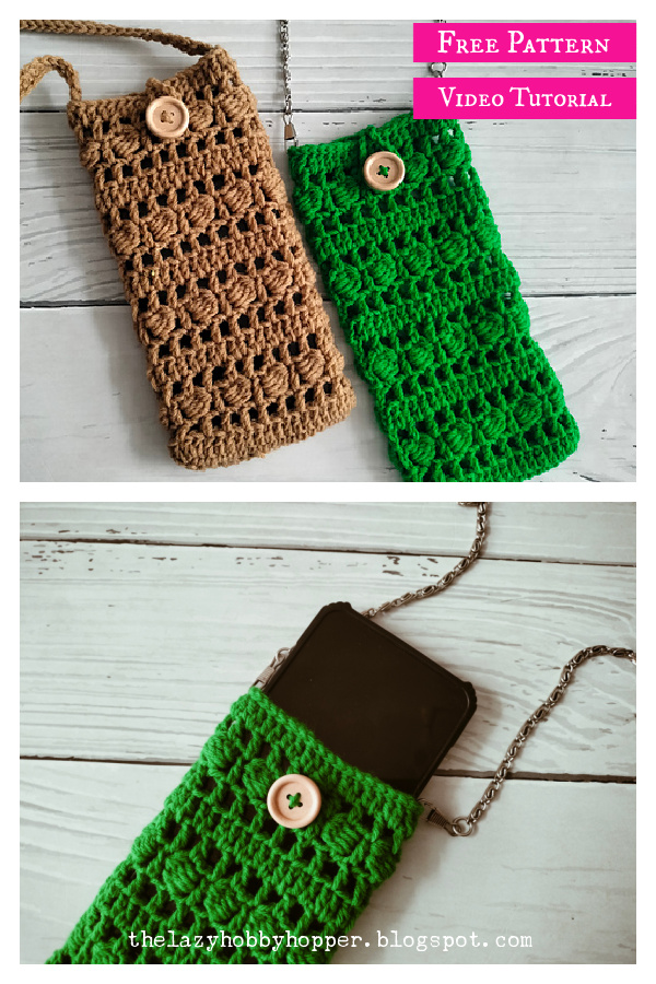 Easy Mobile Phone Bag Free Crochet Pattern and Video Tutorial