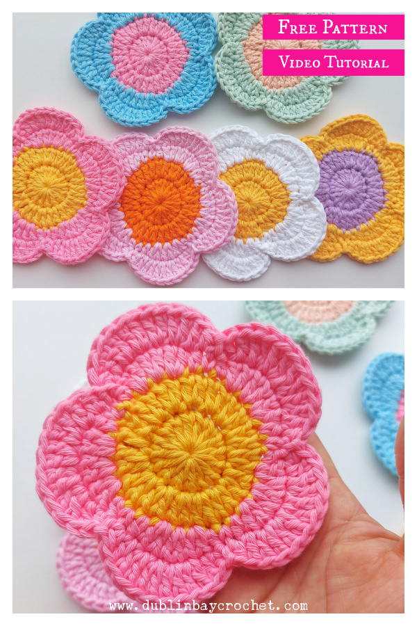 Flower Coasters Free Crochet Pattern and Video Tutorial