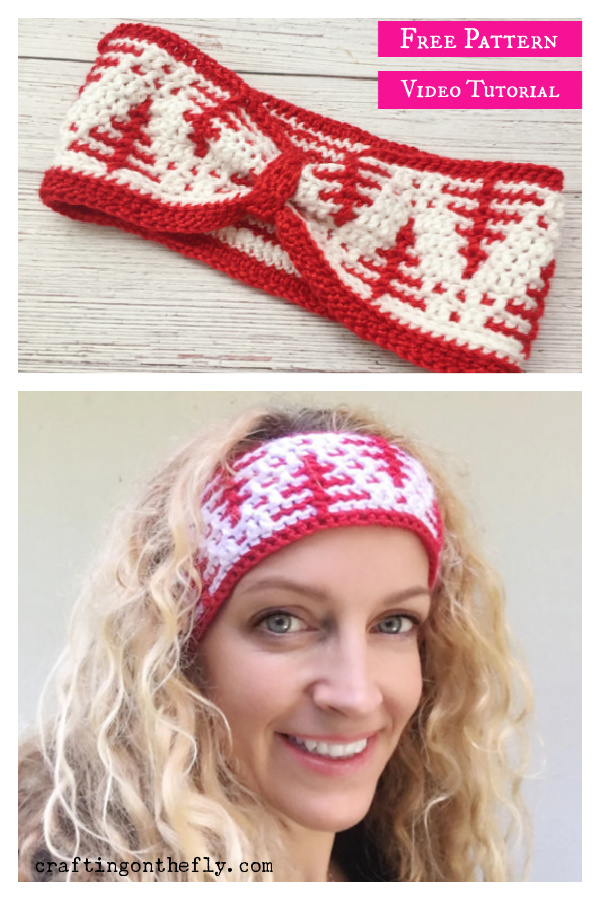 Mosaic Winter Wonderland Headband Free Crochet Pattern and Video Tutorial