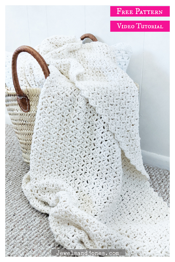 Simple Cozy Cotton Blanket Free Crochet Pattern and Video Tutorial