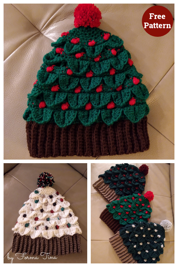 Xmas Tree Holiday Hat Free Crochet Pattern