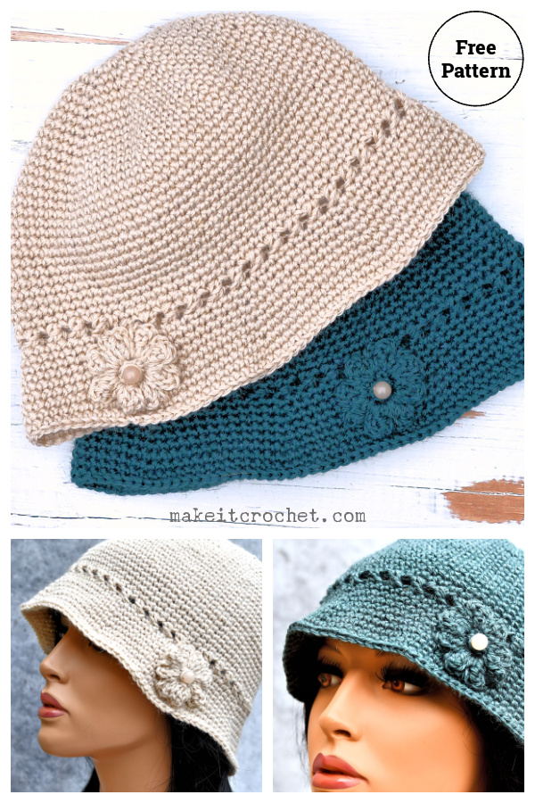 Flower Cloche Womens Hat Free Crochet Pattern