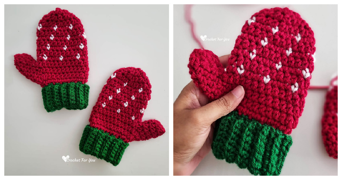Strawberry Kids Mittens Free Crochet Pattern