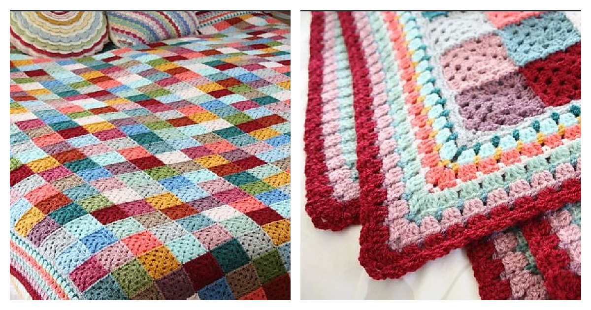 Giant Granny Patches Blanket Free Crochet Pattern