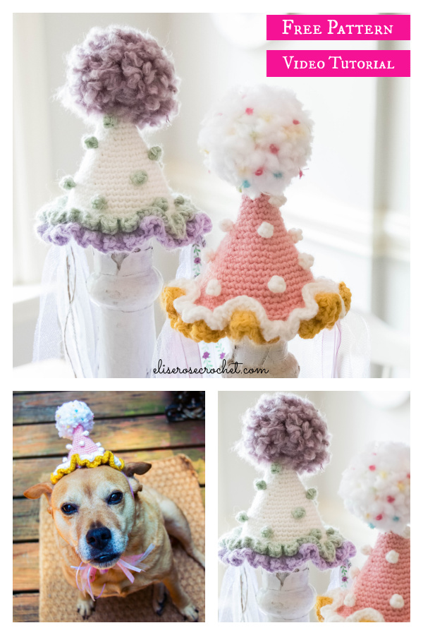 Mini Birthday Party Hat Free Crochet Pattern and Video Tutorial