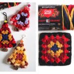 Granny Square Tree Ornaments Free Crochet Pattern and Video Tutorial