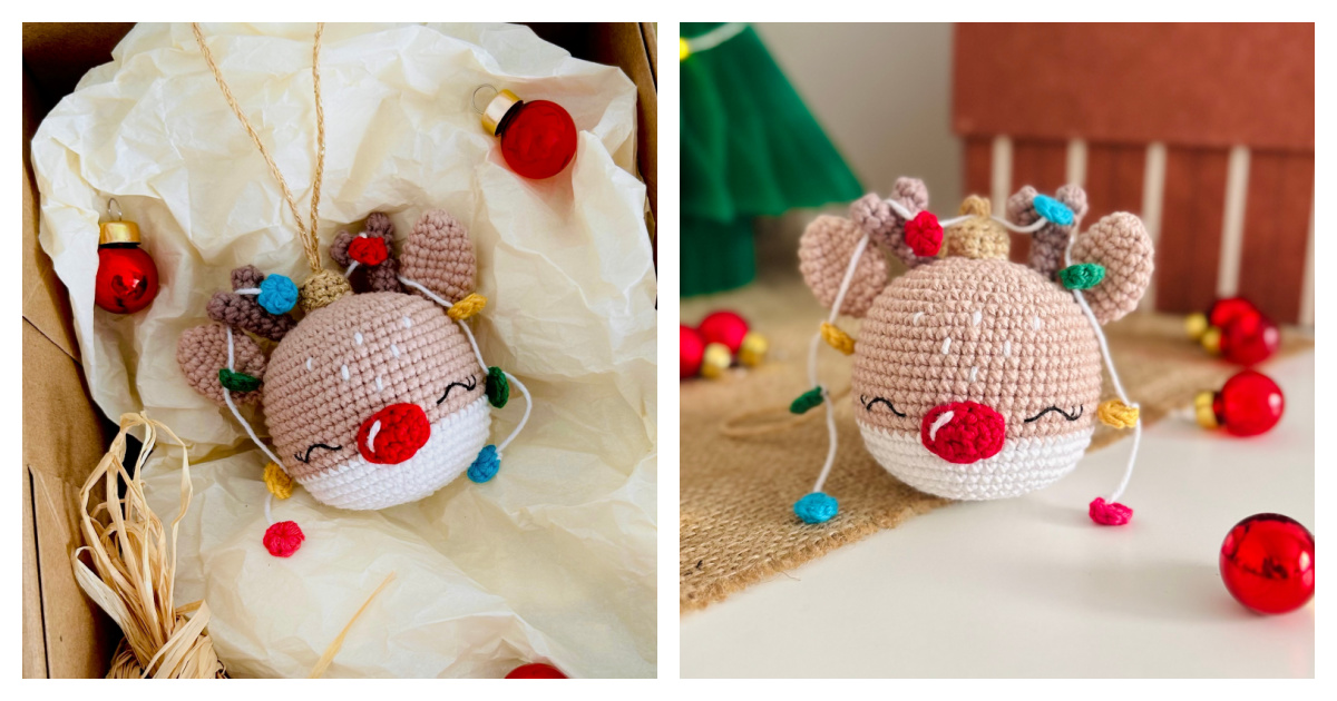 Rudolph Christmas Ornament Free Crochet Pattern