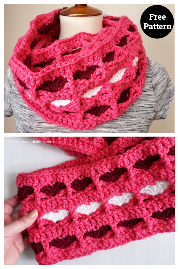 Happy Hearts Infinity Scarf Free Crochet Pattern