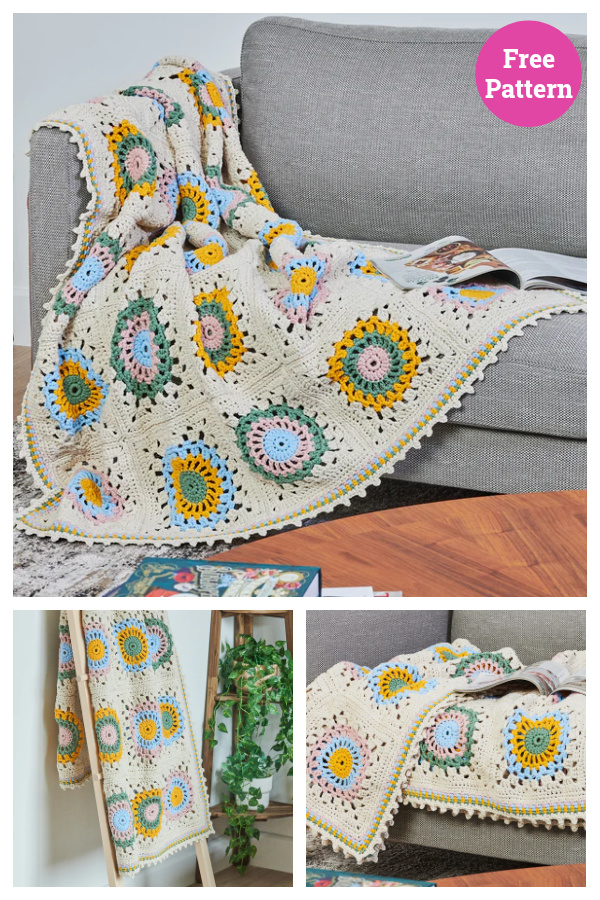 Picot Edged Granny Blanket Free Crochet Pattern