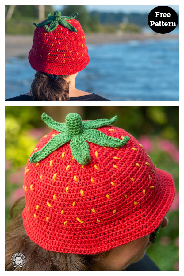 Berry Cute Strawberry Bucket Hat Free Crochet Pattern