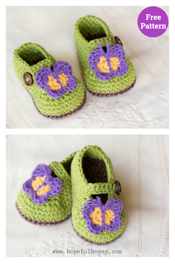 Butterfly Garden Baby Booties Free Crochet Pattern