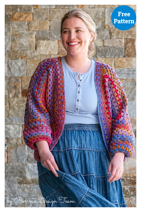 Hexaparty Cardigan Free Crochet Pattern 