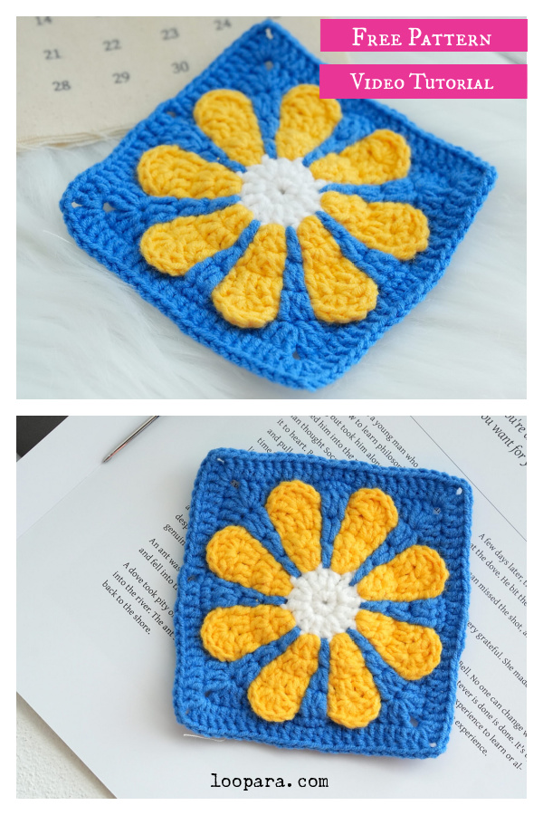 Easy Daisy Granny Square Free Crochet Pattern and Video Tutorial