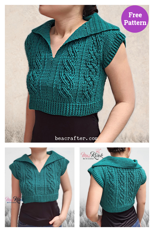 Eternal Cable Crop Top Free Crochet Pattern 