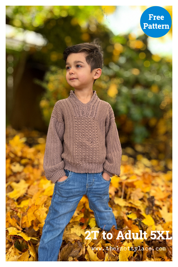 Unisex Sweater All Sizes Free Crochet Pattern