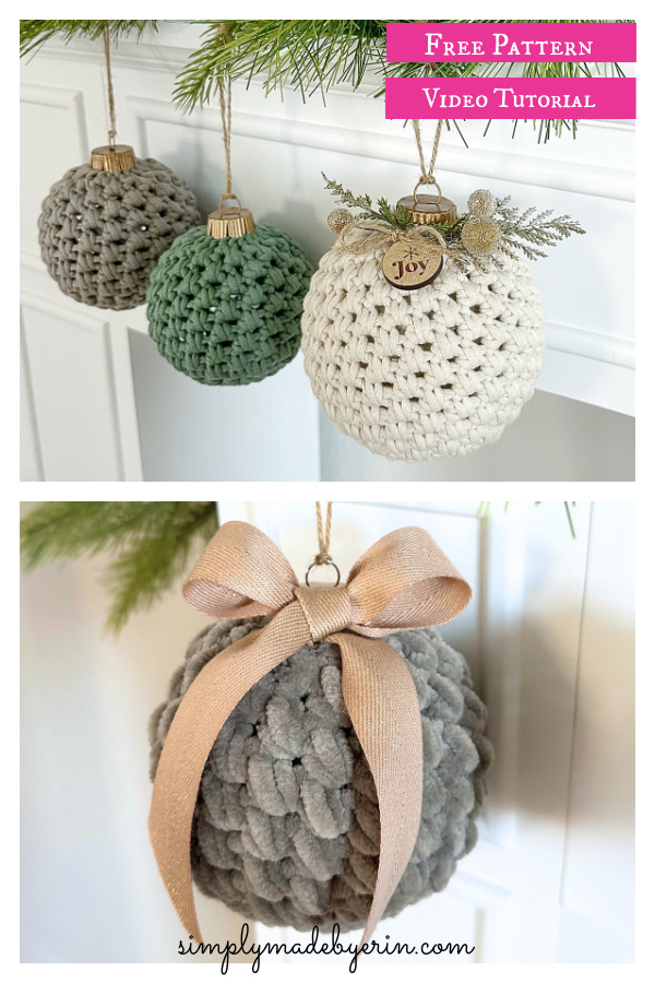 Christmas Ball Ornament Free Crochet Pattern and Video Tutorial