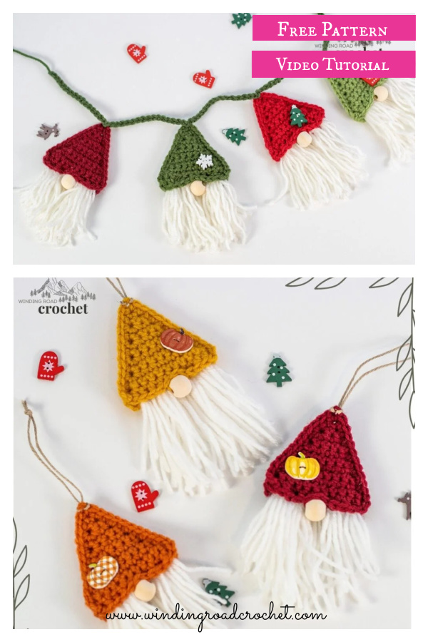 Gnome Garland Free Crochet Pattern and Video Tutorial