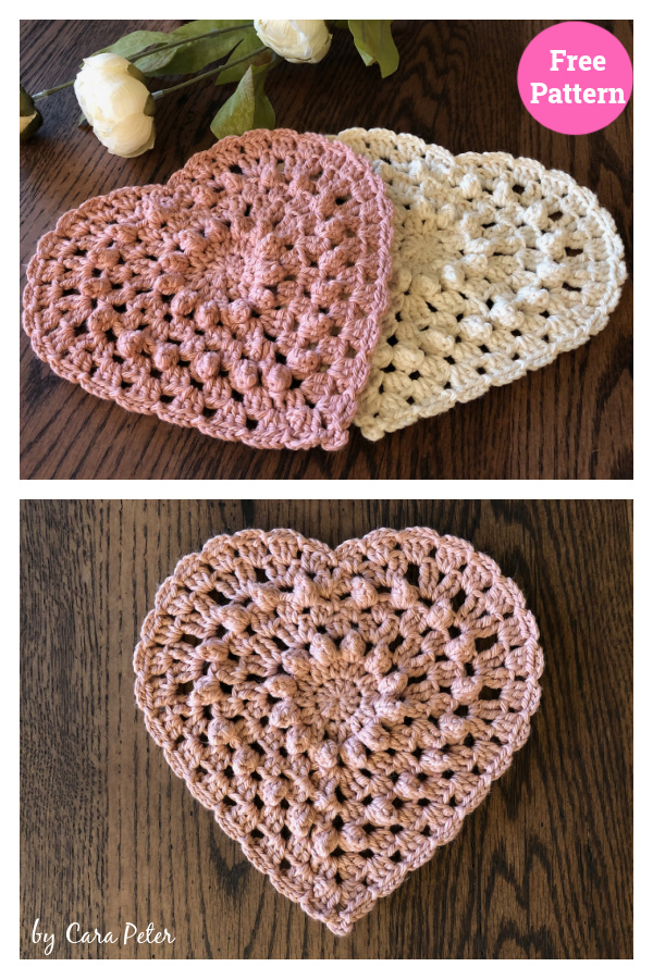 Bobble Granny Heart Free Crochet Pattern 