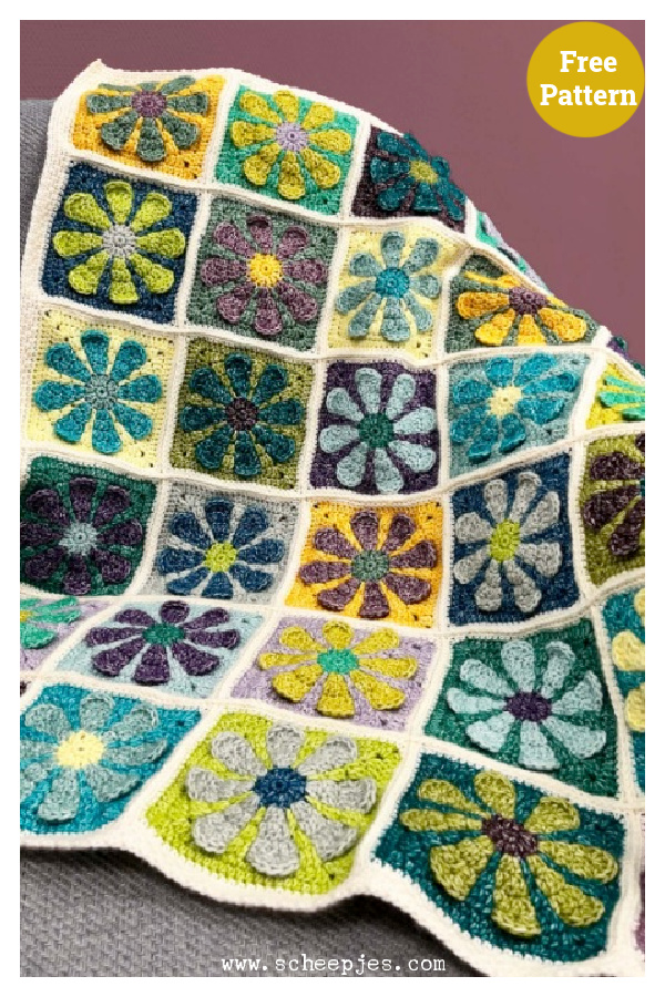 Retro Daisy Baby Blanket Free Crochet Pattern 