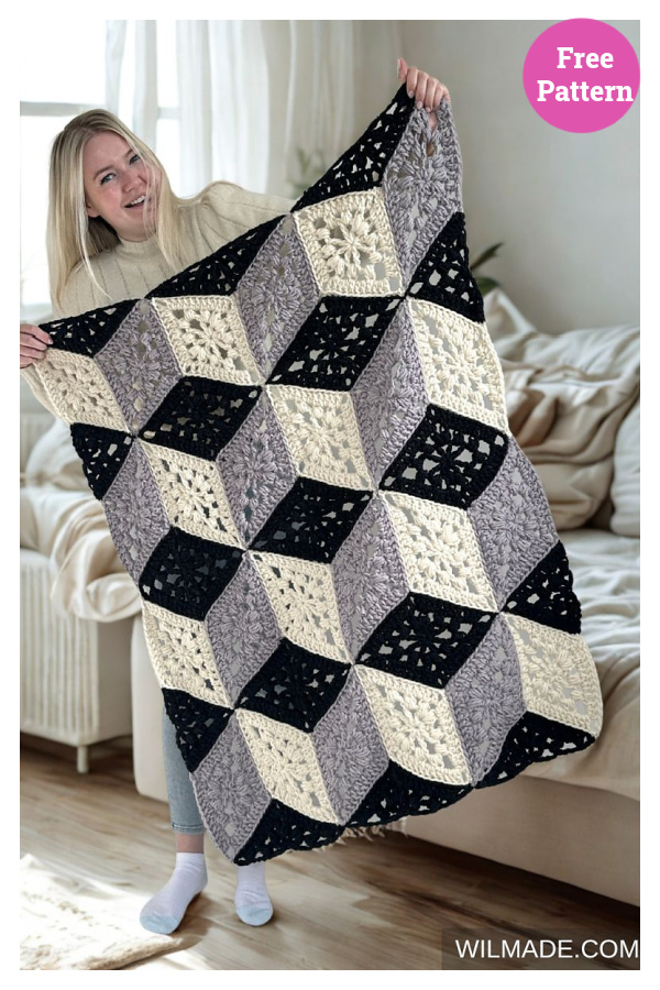Tulip Cube Throw Free Crochet Pattern