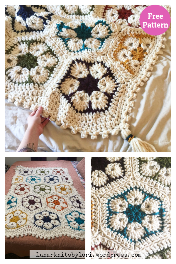 Chunky African Flower Blanket Free Crochet Pattern