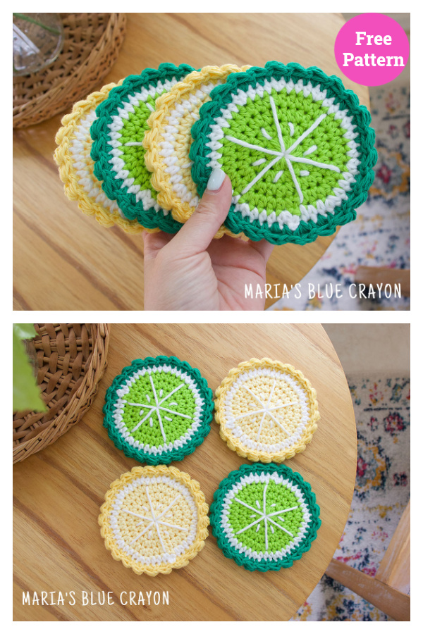 Fruit Coasters Free Crochet Pattern