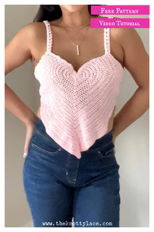 Heart Shaped Tank Top Free Crochet Pattern and Video Tutorial