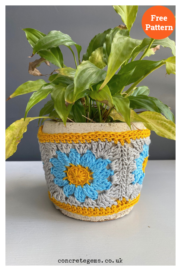 Granny Plant Pot Cover Free Crochet Pattern
