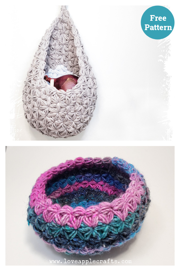 Jasmine Stitch Baskets and Bowls Free Crochet Pattern