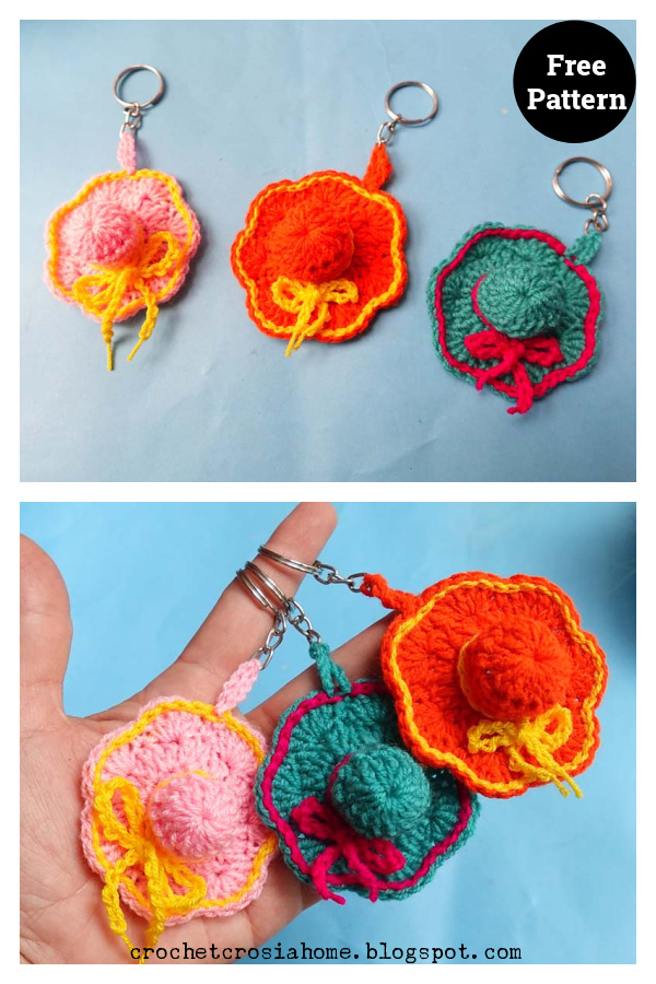 Mini Hat Keychains Free Crochet Pattern