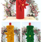 Poinsettia Wine Bottle Cozy Free Crochet Pattern