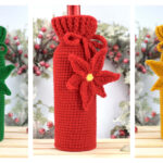 Poinsettia Wine Bottle Cozy Free Crochet Pattern