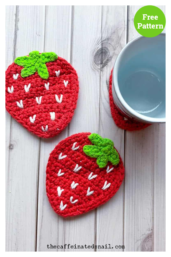 Strawberry Coaster Free Crochet Pattern